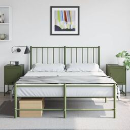 Berkfield Home Bedside Cabinets 2 pcs Olive Green 36x39x60.5 cm Steel - thumbnail 3