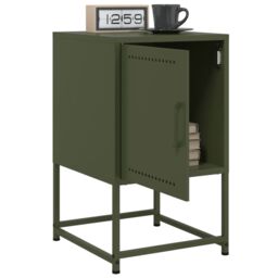 Berkfield Home Bedside Cabinets 2 pcs Olive Green 36x39x60.5 cm Steel - thumbnail 4
