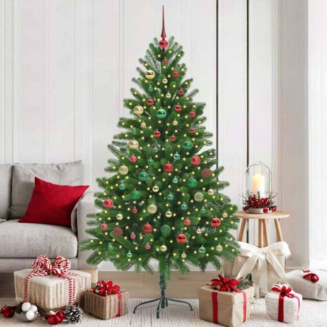 Berkfield Home Christmas Tree with 300 LEDs with Stand Green 180 cm PE - image 1