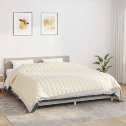 Berkfield Home Soft Weighted Blanket Light Cream 220x260 cm 11 kg Fabric - thumbnail 2