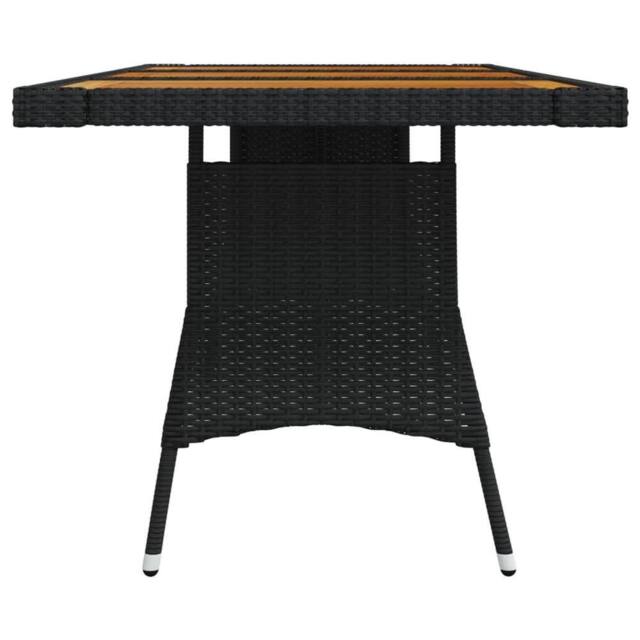 Berkfield Home Garden Table Black 160x70x72 cm Poly Rattan & Solid Acacia Wood - Size: 160 x 70 x 72 cm - image 1