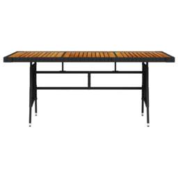 Berkfield Home Garden Table Black 160x70x72 cm Poly Rattan & Solid Acacia Wood - Size: 160 x 70 x 72 cm - thumbnail 3