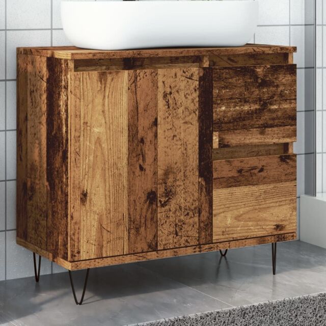 Berkfield Home Sink Cabinet Old Wood 65x33x60 cm Engineered Wood in Brown - Size: 65 x 33 x 60 cm - image 1