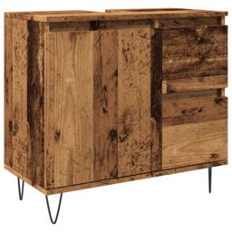 Berkfield Home Sink Cabinet Old Wood 65x33x60 cm Engineered Wood in Brown - Size: 65 x 33 x 60 cm - thumbnail 2