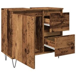 Berkfield Home Sink Cabinet Old Wood 65x33x60 cm Engineered Wood in Brown - Size: 65 x 33 x 60 cm - thumbnail 5