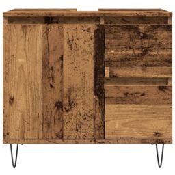 Berkfield Home Sink Cabinet Old Wood 65x33x60 cm Engineered Wood in Brown - Size: 65 x 33 x 60 cm - thumbnail 4
