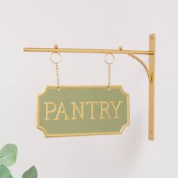 Melody Maison Gold & Sage Green Metal Wall Mounted Hanging Pantry Sign - thumbnail 2