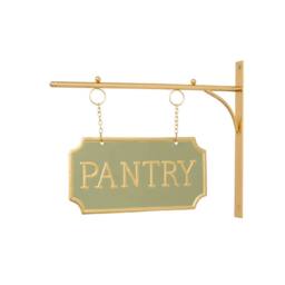 Melody Maison Gold & Sage Green Metal Wall Mounted Hanging Pantry Sign - thumbnail 1