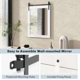 Costway Wall Mounted Mirror Vanity Make Up Farmhouse Wall Mirror in White - thumbnail 5