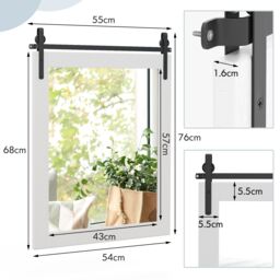 Costway Wall Mounted Mirror Vanity Make Up Farmhouse Wall Mirror in White - thumbnail 2