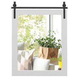 Costway Wall Mounted Mirror Vanity Make Up Farmhouse Wall Mirror in White - thumbnail 1