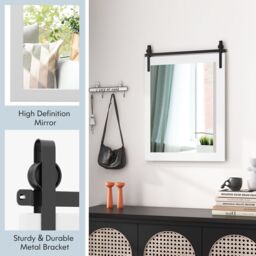 Costway Wall Mounted Mirror Vanity Make Up Farmhouse Wall Mirror in White - thumbnail 4