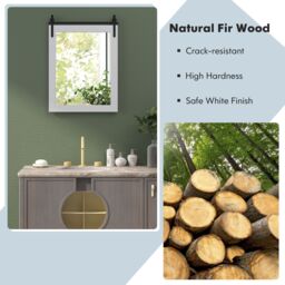 Costway Wall Mounted Mirror Vanity Make Up Farmhouse Wall Mirror in White - thumbnail 6