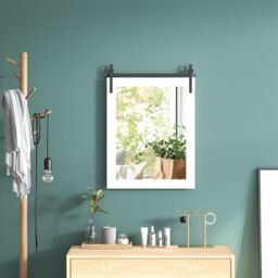 Costway Wall Mounted Mirror Vanity Make Up Farmhouse Wall Mirror in White - thumbnail 3