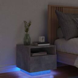 Berkfield Home Bedside Cabinet with LED Lights Concrete Grey 40x39x37 cm - Size: 40 x 39 x 37 cm - thumbnail 2