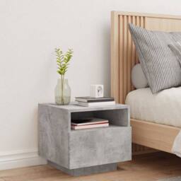 Berkfield Home Bedside Cabinet with LED Lights Concrete Grey 40x39x37 cm - Size: 40 x 39 x 37 cm - thumbnail 3
