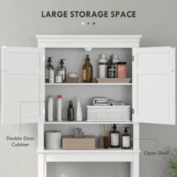 HOMCOM Over Toilet Storage Unit 3-Tier Freestanding Washing Machine Cabinet in White - thumbnail 6