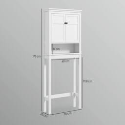 HOMCOM Over Toilet Storage Unit 3-Tier Freestanding Washing Machine Cabinet in White - thumbnail 3