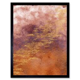 "Artery8 Abstract Orange Purple Gold Watercolour 12x16"" Framed Wall Art - Size: W12"" x H16""" - thumbnail 1