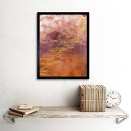 "Artery8 Abstract Orange Purple Gold Watercolour 12x16"" Framed Wall Art - Size: W12"" x H16""" - thumbnail 2