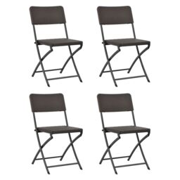 Berkfield Home Folding Garden Chairs 4 pcs HDPE & Steel Brown