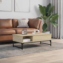Berkfield Home Decorative Coffee Table Sonoma Oak 100x50x35 cm Engineered Wood a in Light Tan - Size: 100 x 50 x 35 cm - thumbnail 1