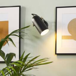 Wyld and Coco Black Iron Wall Lamp 17 cm Adjustable Industrial Spotlight - thumbnail 1