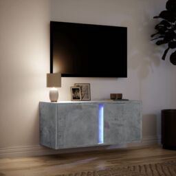 Berkfield Home TV Wall Cabinet with LED Lights Concrete Grey 80x31x35 cm - Size: 80 x 31 x 35 cm - thumbnail 5