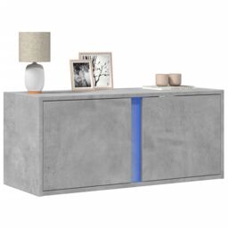 Berkfield Home TV Wall Cabinet with LED Lights Concrete Grey 80x31x35 cm - Size: 80 x 31 x 35 cm - thumbnail 1