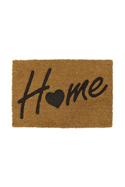 JVL Rubber Embossed PVC Backed Coir Doormat 40x60cm Home in Natural - Size: 40 cm x 60 cm - image 1