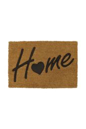 JVL Rubber Embossed PVC Backed Coir Doormat 40x60cm Home in Natural - Size: 40 cm x 60 cm - thumbnail 1