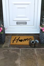 JVL Rubber Embossed PVC Backed Coir Doormat 40x60cm Home in Natural - Size: 40 cm x 60 cm - thumbnail 2