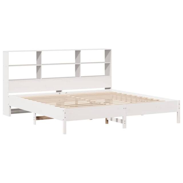 Berkfield Home Decorative Bookcase Bed Frame White 180x200 cm Super King Solid W - image 1