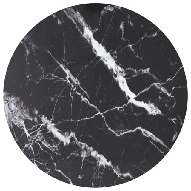 Berkfield Home Table Top Black Ã˜90x1 cm Tempered Glass with Marble Design - Size: 90x1 cm - image 1