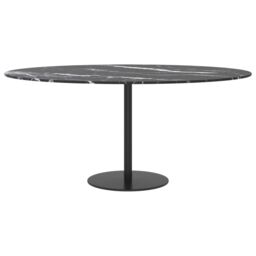 Berkfield Home Table Top Black Ã˜90x1 cm Tempered Glass with Marble Design - Size: 90x1 cm - thumbnail 3
