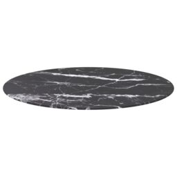 Berkfield Home Table Top Black Ã˜90x1 cm Tempered Glass with Marble Design - Size: 90x1 cm - thumbnail 2