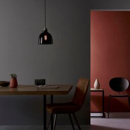 Loops Industrial Ceiling Pendant Light Fitting - Matt Black & Black Tinted Glass - thumbnail 3