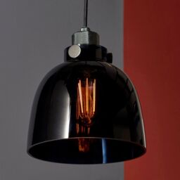 Loops Industrial Ceiling Pendant Light Fitting - Matt Black & Black Tinted Glass - thumbnail 4