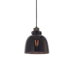 Loops Industrial Ceiling Pendant Light Fitting - Matt Black & Black Tinted Glass - thumbnail 1
