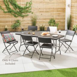 Christow Garden Dining Set 4 Seater Rattan Effect Table Chairs Outdoor Furniture - thumbnail 2