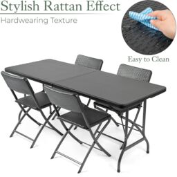 Christow Garden Dining Set 4 Seater Rattan Effect Table Chairs Outdoor Furniture - thumbnail 4