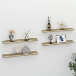 Berkfield Home Wall Shelves 4 pcs White & Sonoma Oak 60x9x3 cm - Size: 60 x 9 x 3 cm - thumbnail 1