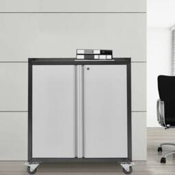 EONLION Lockable Filing Cabinet 2 Door Storage Cupboard in Grey - Size: 100 cm - thumbnail 3