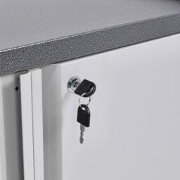EONLION Lockable Filing Cabinet 2 Door Storage Cupboard in Grey - Size: 100 cm - thumbnail 4