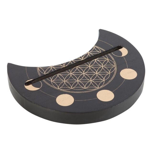 Something Different Flower Of Life Crescent Moon Tarot Card Stand in Black - image 1