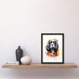 "Artery8 Wall Art Print King Charles Spaniel Lovers Gift Watercolour Pet Portrait Painting Artwork Art Framed - Size: W12"" x H16""" - thumbnail 4