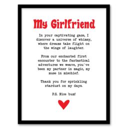 Artery8 Love Poem Whimsy Magic Girlfriend Romantic Poetry Framed Art Print in White - Size: A4 - thumbnail 1