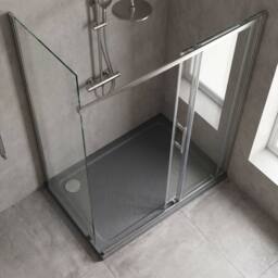 Balterley Contemporary Rectangular Shower Tray, 1200x800mm in Grey - thumbnail 3