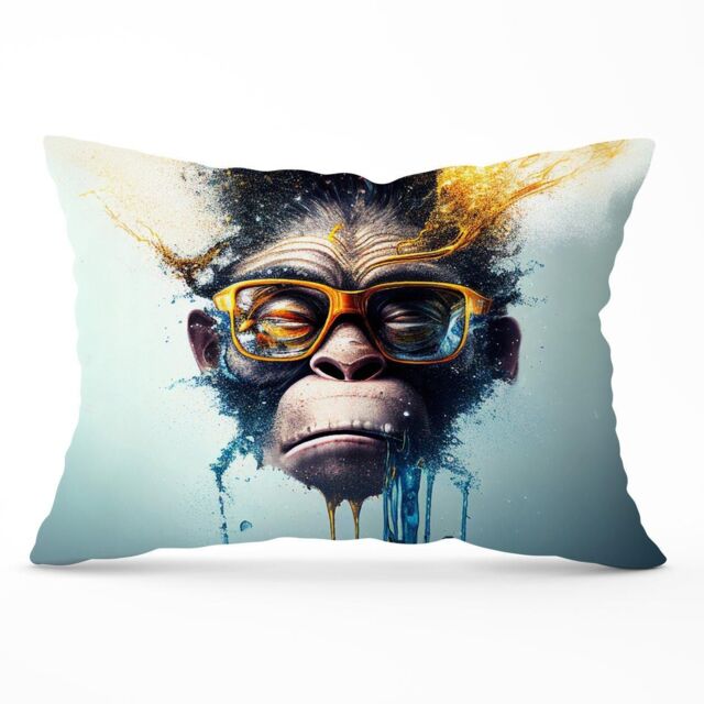 Warren Reed - Designer Monkey Splashart Cushions in Blue - Size: 60 cm x 60 cm - image 1