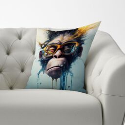 Warren Reed - Designer Monkey Splashart Cushions in Blue - Size: 60 cm x 60 cm - thumbnail 3